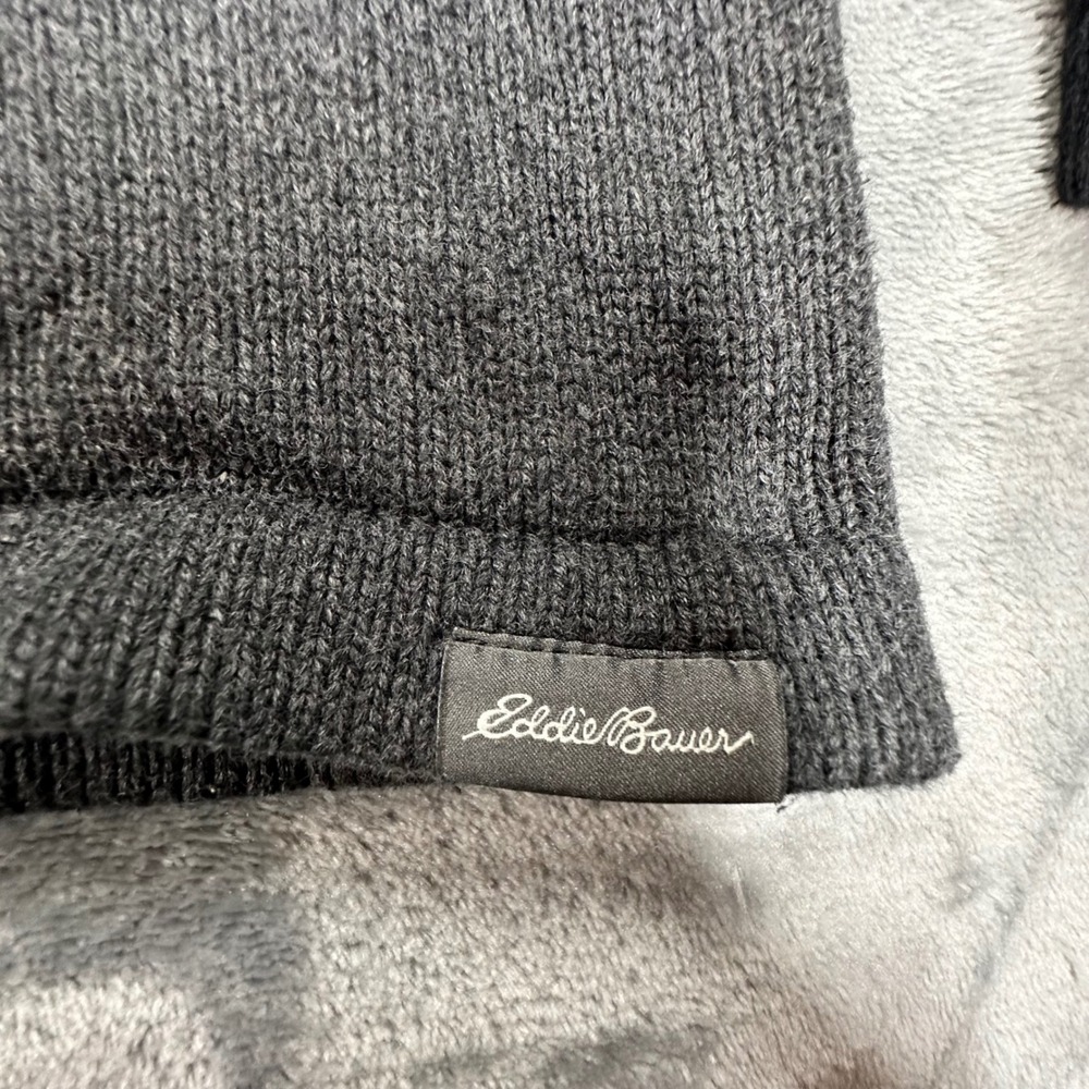 Eddie Bauer Mens Quarter Zip Sweater Black Gray Colorblock Cotton Large 13403595 - Picture 2 of 10